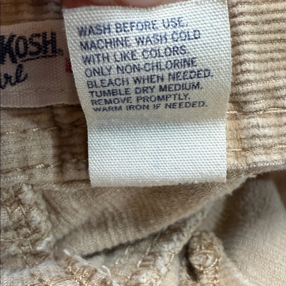 OshKosh B’gosh Girls Size 4 Tan Khaki Corduroy Pants Adjustable Waist